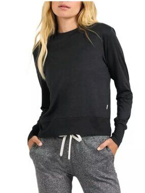 Vuori Daydream Crew Long Sleeve Shirt Black Lightweight Pullover Small XS VW133